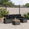 vidaXL 6 pcs conjunto sof&aacute;s de jardim c/ almofad&otilde;es vime PE preto