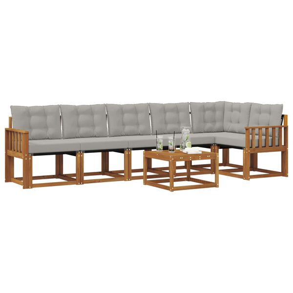 vidaXL Conjunto de Sof&aacute;s para Exterior 7 pcs Cinza Natural e Claro