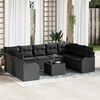 vidaXL Conjunto de Sof&aacute; de Jardim Preto vime PE