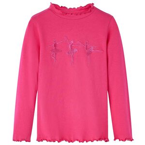 vidaXL T-shirt de manga comprida para crian&ccedil;a rosa-choque 104