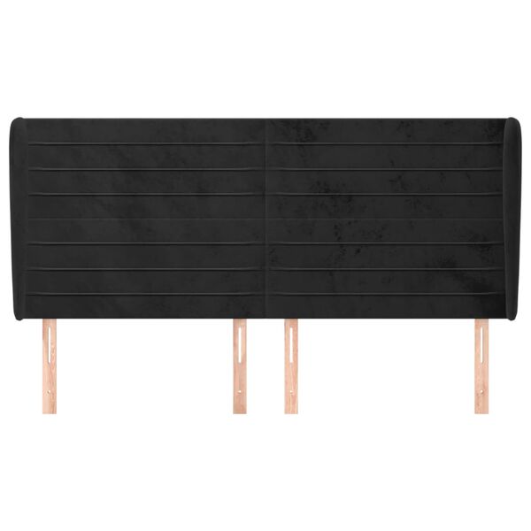 vidaXL Cabeceira de cama c/ abas veludo 203x23x118/128 cm preto