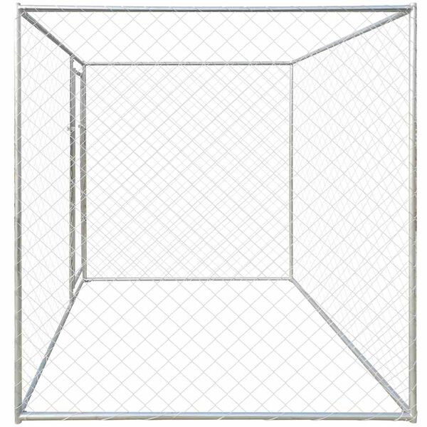 vidaXL Canis para C&atilde;es Prateado 192 x 192 x 195 cm A&ccedil;o galvanizado