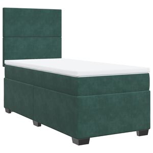 vidaXL Cama com molas/colch&atilde;o 90x190 cm veludo verde-escuro