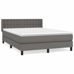 vidaXL Cama com molas/colch&atilde;o 140x190 cm couro artificial cinzento