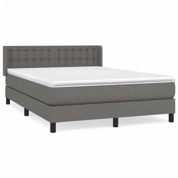 vidaXL Cama com molas/colch&atilde;o 140x190 cm couro artificial cinzento