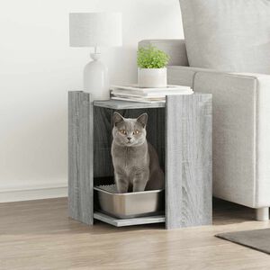 vidaXL Compartim. caixa de areia gatos deriv. madeira cinzento sonoma
