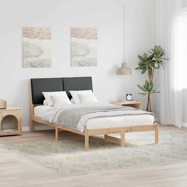 vidaXL Estrutura da cama castanho e cinzento-escuro 135 x 190 cm