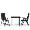 vidaXL 3 pcs conjunto de jantar para jardim preto