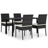 vidaXL 5 pcs conjunto de jantar para jardim vime PE preto