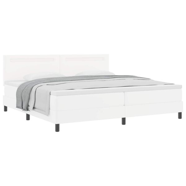 vidaXL Cama Box com colch&atilde;o Branco 200 x 200 cm Couro sint&eacute;tico