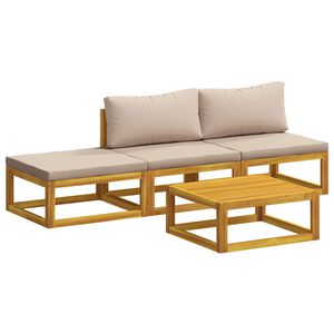 vidaXL Conjunto de Sof&aacute;s 4 unid. Natural Madeira S&oacute;lida de Ac&aacute;cia