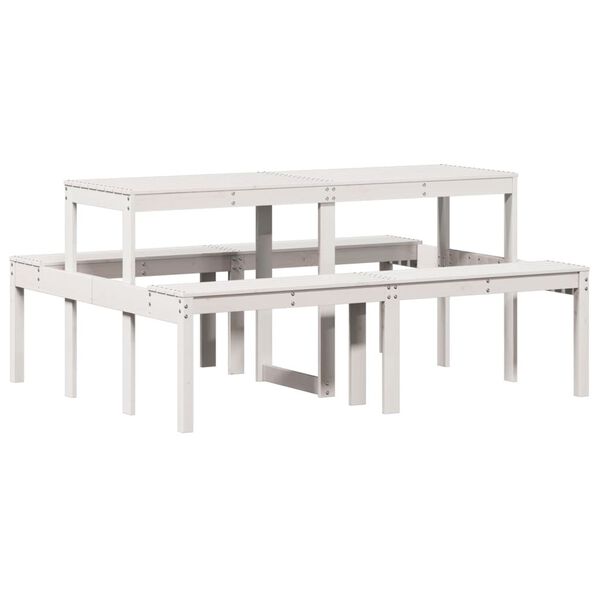 vidaXL Mesa de piquenique 160x134x75 cm madeira de pinho maci&ccedil;a branco