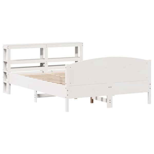 vidaXL Cama sem colch&atilde;o 140x200 cm madeira de pinho maci&ccedil;a branco