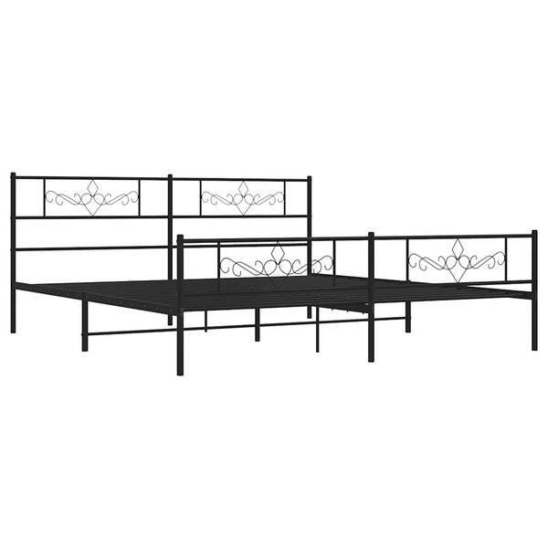 vidaXL Estrutura de cama com cabeceira e pés 193x203 cm metal preto
