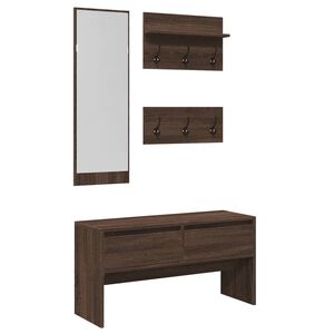 vidaXL 4 pcs conj. m&oacute;veis corredor derivados madeira carvalho castanho