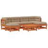 vidaXL Conjunto de Lounge de Jardim 7 unid. Castanho Encerado