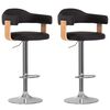 vidaXL Bancos de bar 2 pcs madeira curvada e couro artificial preto