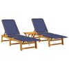 vidaXL Espregui&ccedil;adeiras 2 pcs com mesa ac&aacute;cia maci&ccedil;a azul-escuro