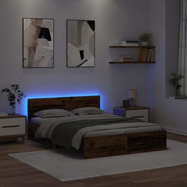 vidaXL Estrutura da Cama com cabeceira Madeira Antiga 120 x 200 cm