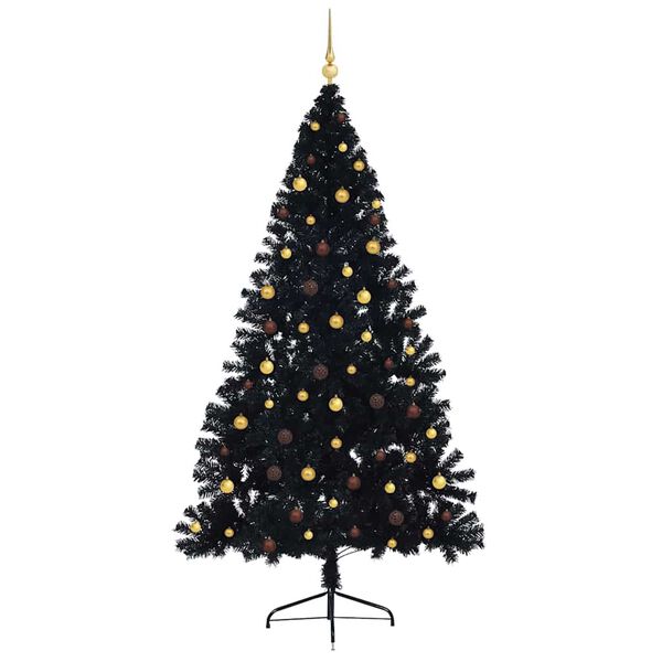 vidaXL &Aacute;rvore de Natal Artificial Pr&eacute;-iluminada Preto 240 cm PVC