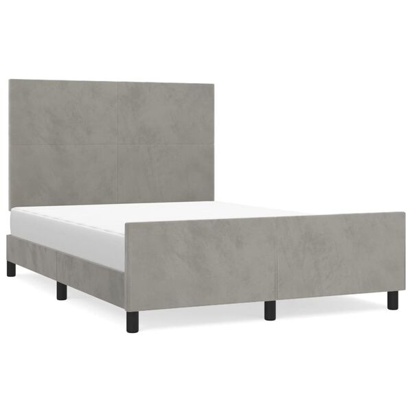 vidaXL Estrutura de cama sem colch&atilde;o 140x190 cm veludo cinzento-claro