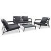 vidaXL 4 pcs conj. lounge jardim + almofad&otilde;es alum&iacute;nio cinzento-escuro