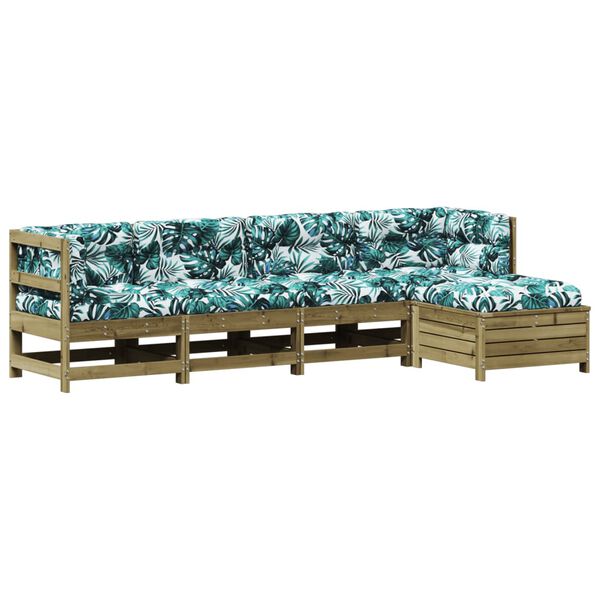 vidaXL 5 pcs conjunto lounge de jardim c/ almofad&otilde;es pinho impregnado