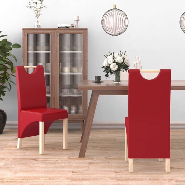 vidaXL Cadeiras de jantar 2 pcs couro artificial vermelho-tinto