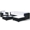 vidaXL 6 pcs conjunto lounge de jardim c/ almofadões vime PE preto