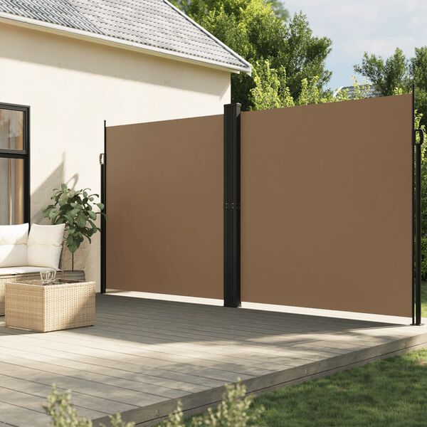 vidaXL Toldo lateral retr&aacute;til 220x1200 cm cinzento-acastanhado