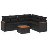 vidaXL 7 pcs conjunto de sof&aacute;s p/ jardim c/ almofad&otilde;es vime PE preto