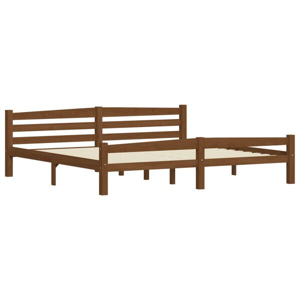 vidaXL Estrutura cama c/ 2 gavetas 200x200cm pinho maci&ccedil;o castanho mel