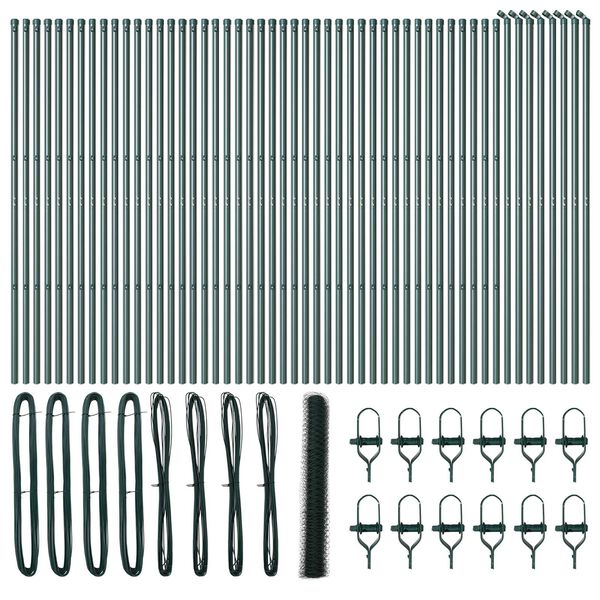 vidaXL Poste de Cerca Verde 100 x 1,2 m (malha de 36 mm) A&ccedil;o e PVC