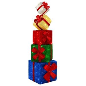vidaXL Caixa de presente decorativa de Natal 5 unid. 125 LED