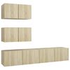 vidaXL 4pcs conjunto de m&oacute;veis de TV derivados madeira carvalho sonoma