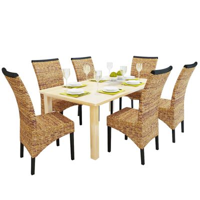 vidaXL Cadeiras de jantar 6 pcs abacá e madeira de mangueira maciça