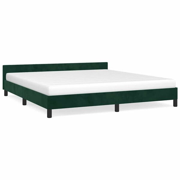 vidaXL Estrutura de cama sem colch&atilde;o 160x200 cm veludo verde-escuro
