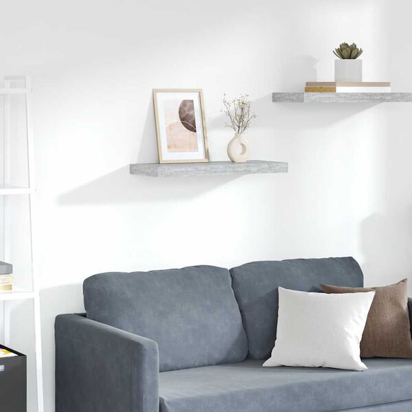 vidaXL Prateleira de parede suspensa 60x23,5x3,8 cm MDF cinza cimento
