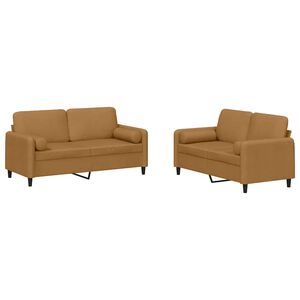 vidaXL 2 pcs conjunto de sof&aacute;s com almofadas veludo castanho