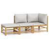 vidaXL 3 pcs conj. lounge de jardim bambu c/ almofad&otilde;es cinzento-claro