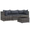 vidaXL 4 pcs conjunto lounge de jardim c/ almofadões vime PE cinzento
