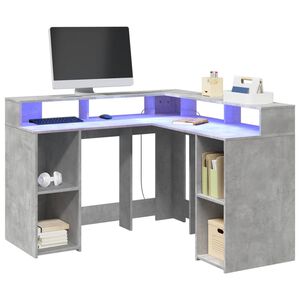 vidaXL Secret&aacute;ria luzes LED 130x130x91cm deriv. madeira cinza cimento