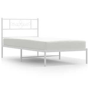 vidaXL Estrutura de cama em metal com cabeceira 107x203 cm branco