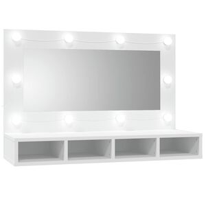 vidaXL Arm&aacute;rio espelhado com luzes LED 90x31,5x62 cm branco