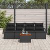 vidaXL Conjunto de Sofá de Jardim 5 pcs Preto vime PE