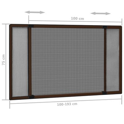 vidaXL Tela anti-insetos extensível p/ janelas (100-193)x75cm castanho