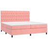 vidaXL Cama box spring c/ colch&atilde;o/LED 200x200 cm veludo rosa