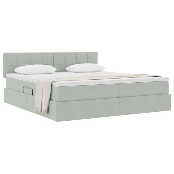 vidaXL Cama com Armazenamento com colch&atilde;o Cinzento-claro 100 x 200 cm