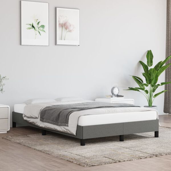 vidaXL Estrutura de cama sem colchão cinza escuro 120x190 cm tecido