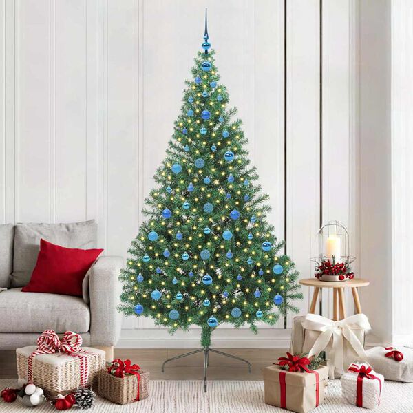 vidaXL &Aacute;rvore de Natal Artificial Pr&eacute;-iluminada Verde 210 cm PVC